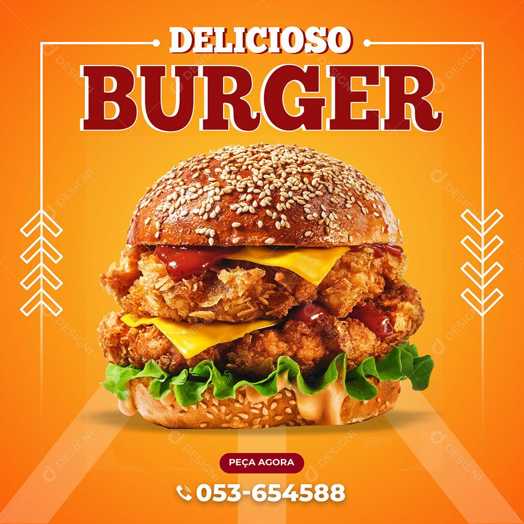Hamburgueria Social Media Super Delicioso PSD Editável