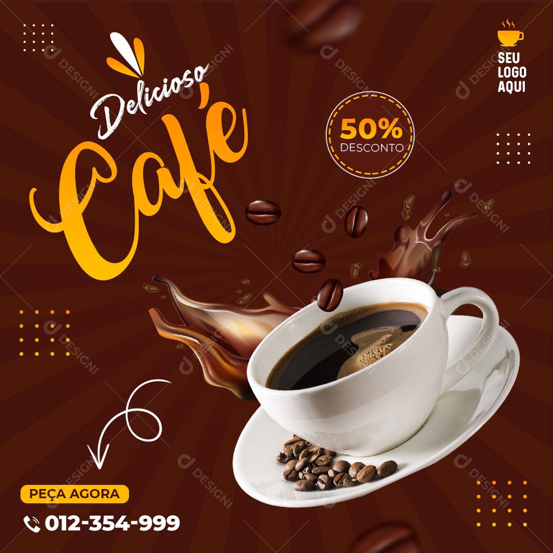 Social Media Café Quente Delicioso PSD Editável