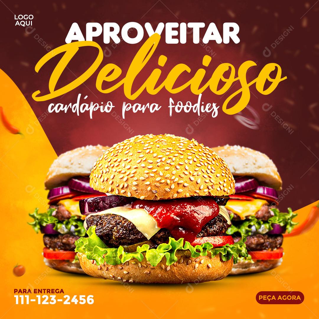 Social Media Hamburgueria Aproveitar Delicioso Cardápio Para Foodies PSD Editável