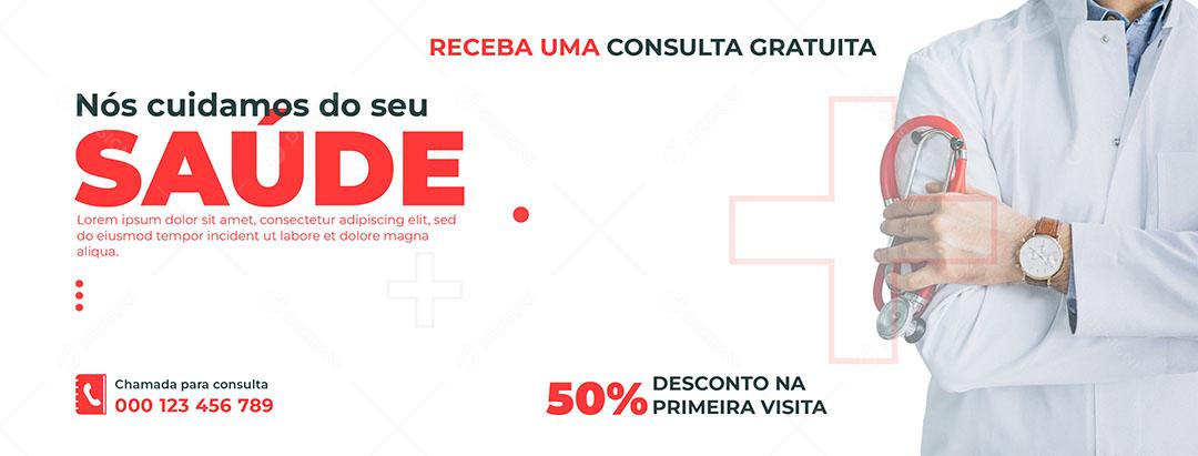 Social Media Banner Clínica Hospitalar Nós Cuidamos de Sua Saúde PSD Editável