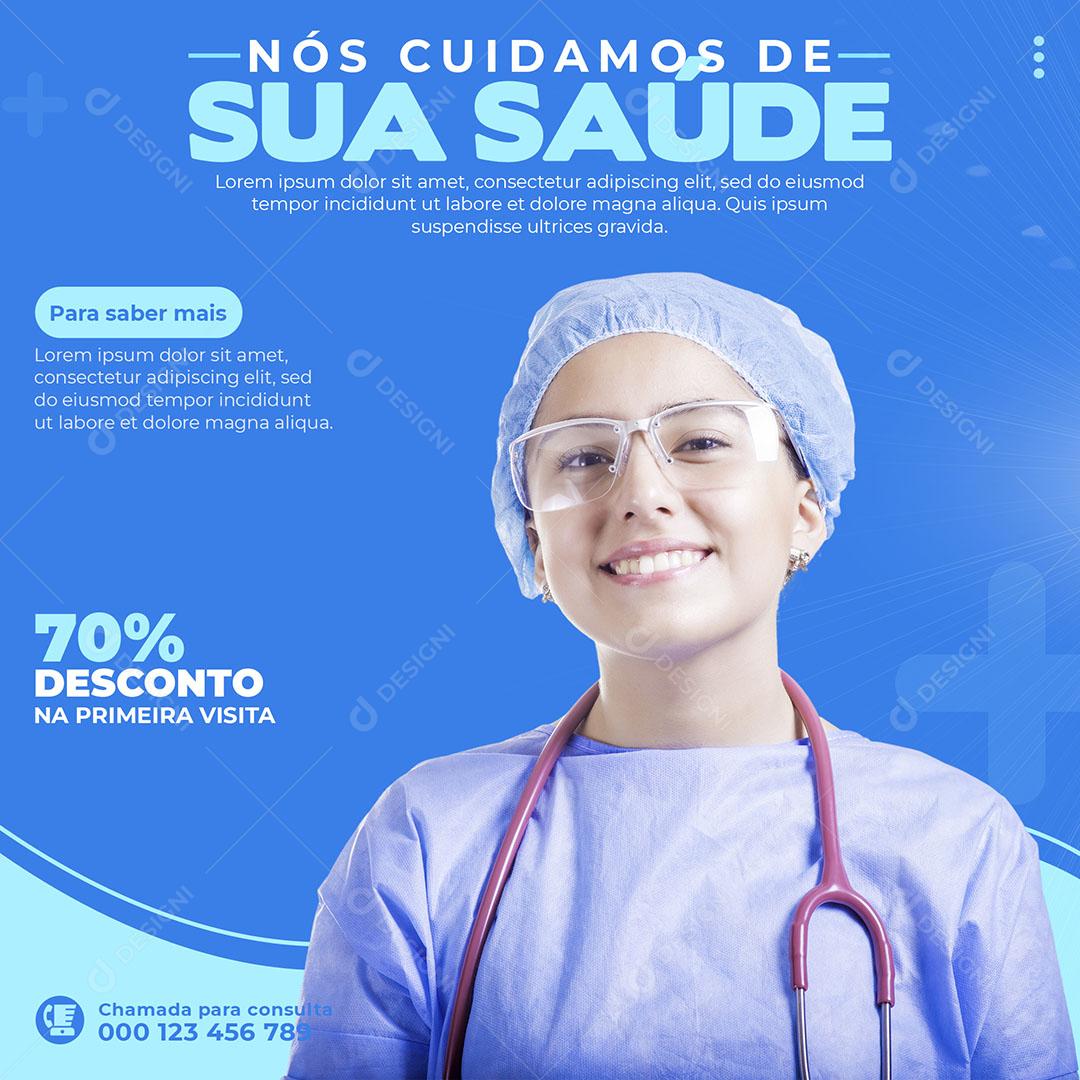 Social Media Clínica Hospitalar Nós Cuidamos de Sua Saúde PSD Editável