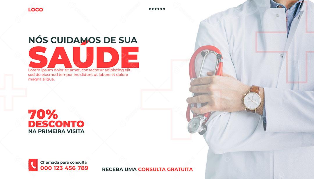 Social Media Banner Clínica Hospitalar Nós Cuidamos de Sua Saúde PSD Editável