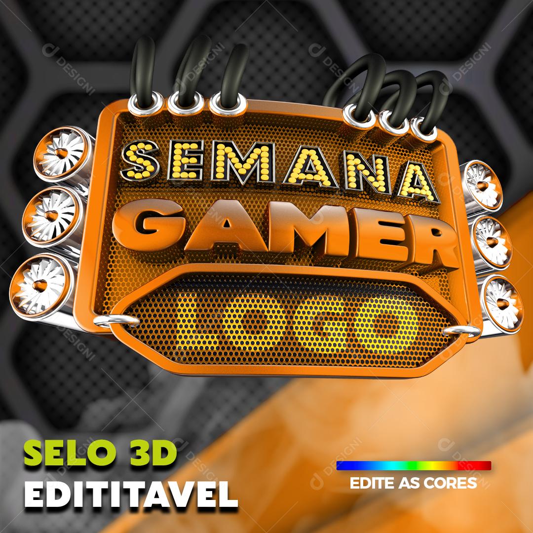 Selo 3D Para Composição Semana Gamer PSD Editável