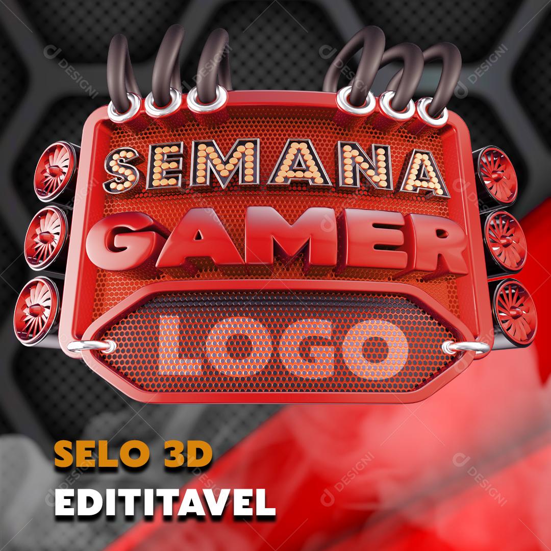 Selo 3D Para Composição Semana Gamer PNG