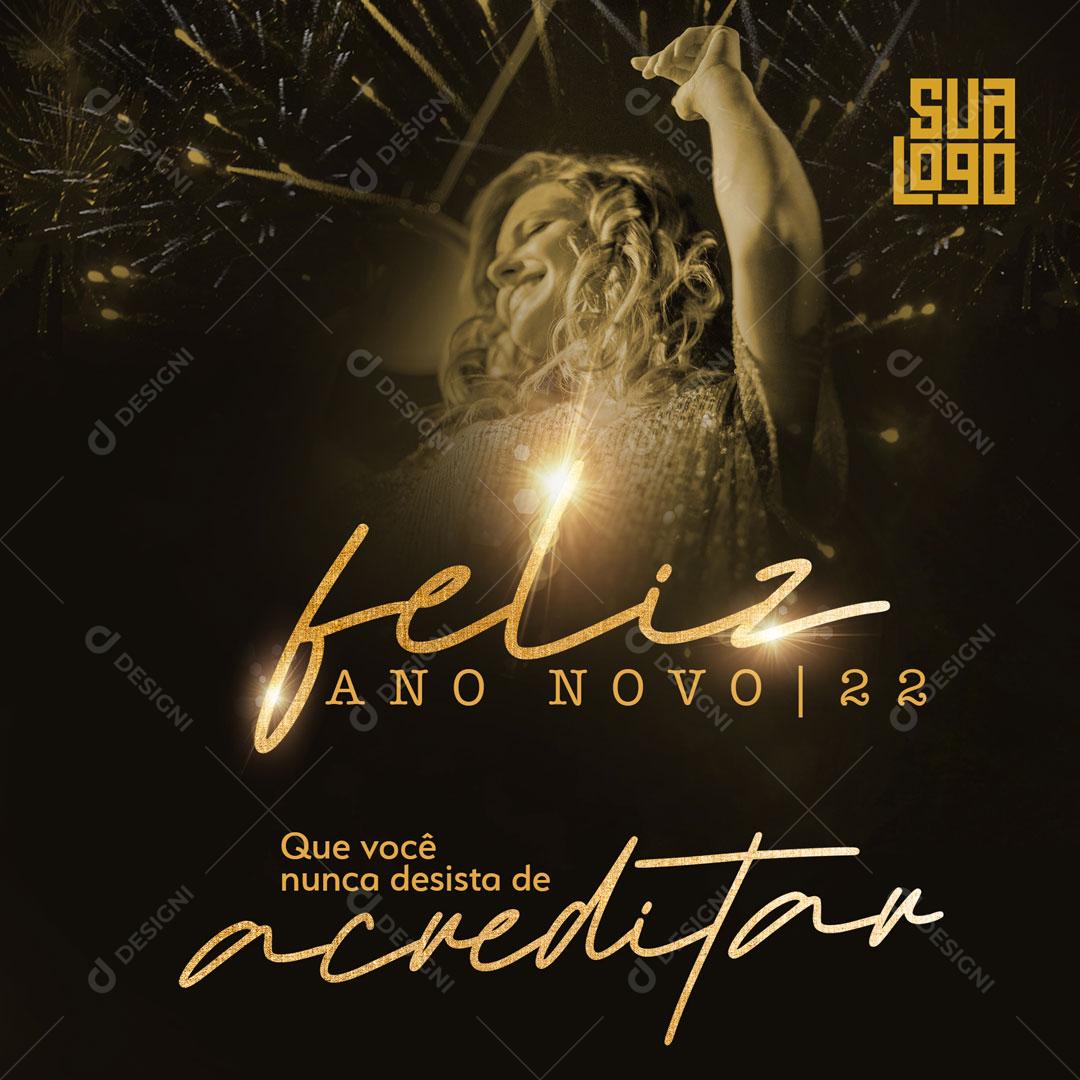 Feliz Ano Novo é Tempo De Festejar Social Media PSD Editável