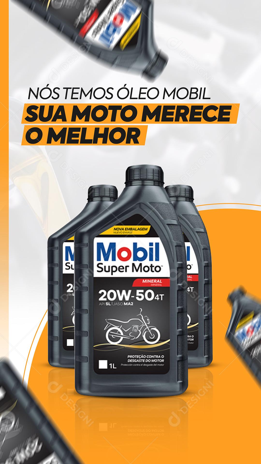 MotoPeças Nós Temos Óleo Mobil Sua Moto Merece O Melhor Social Media PSD Editável