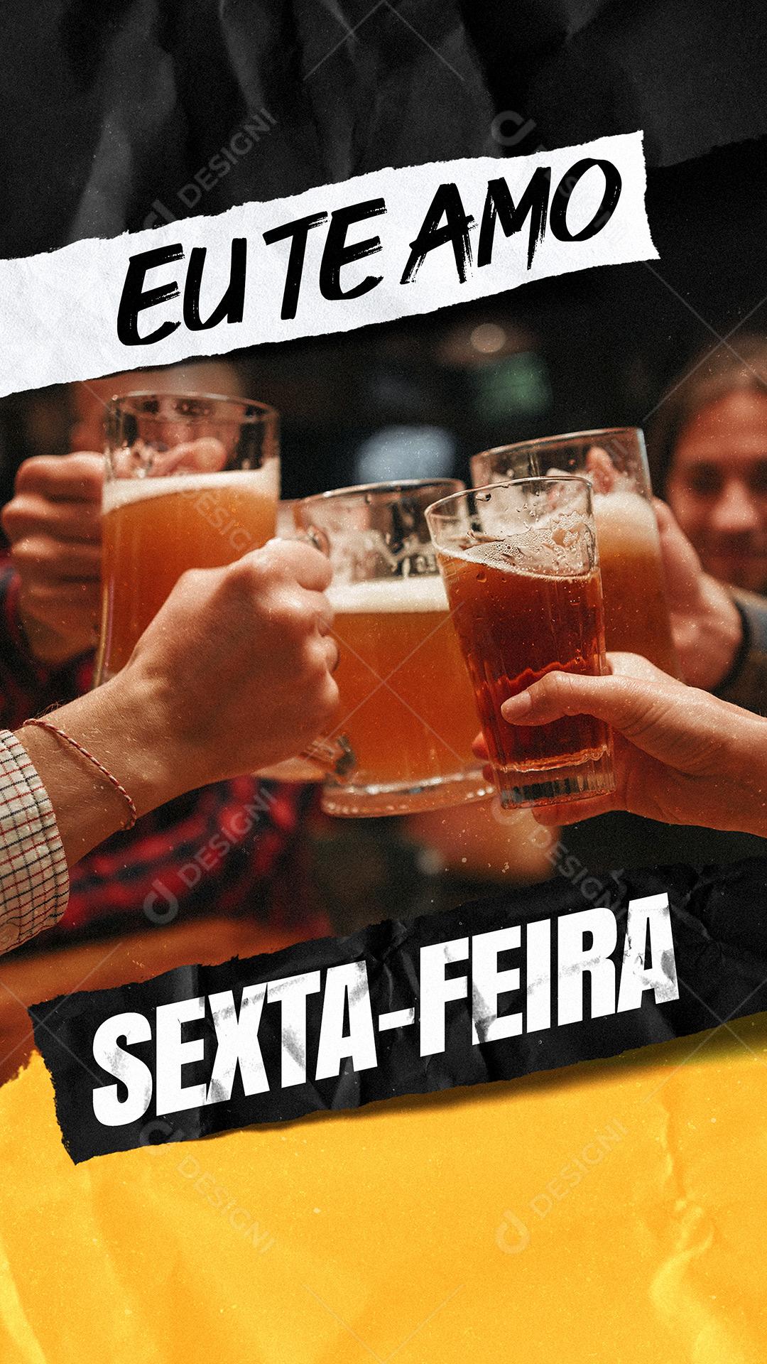 Bebidas Eu Te Amo Sexta-Feira Bares Social Media PSD Editável