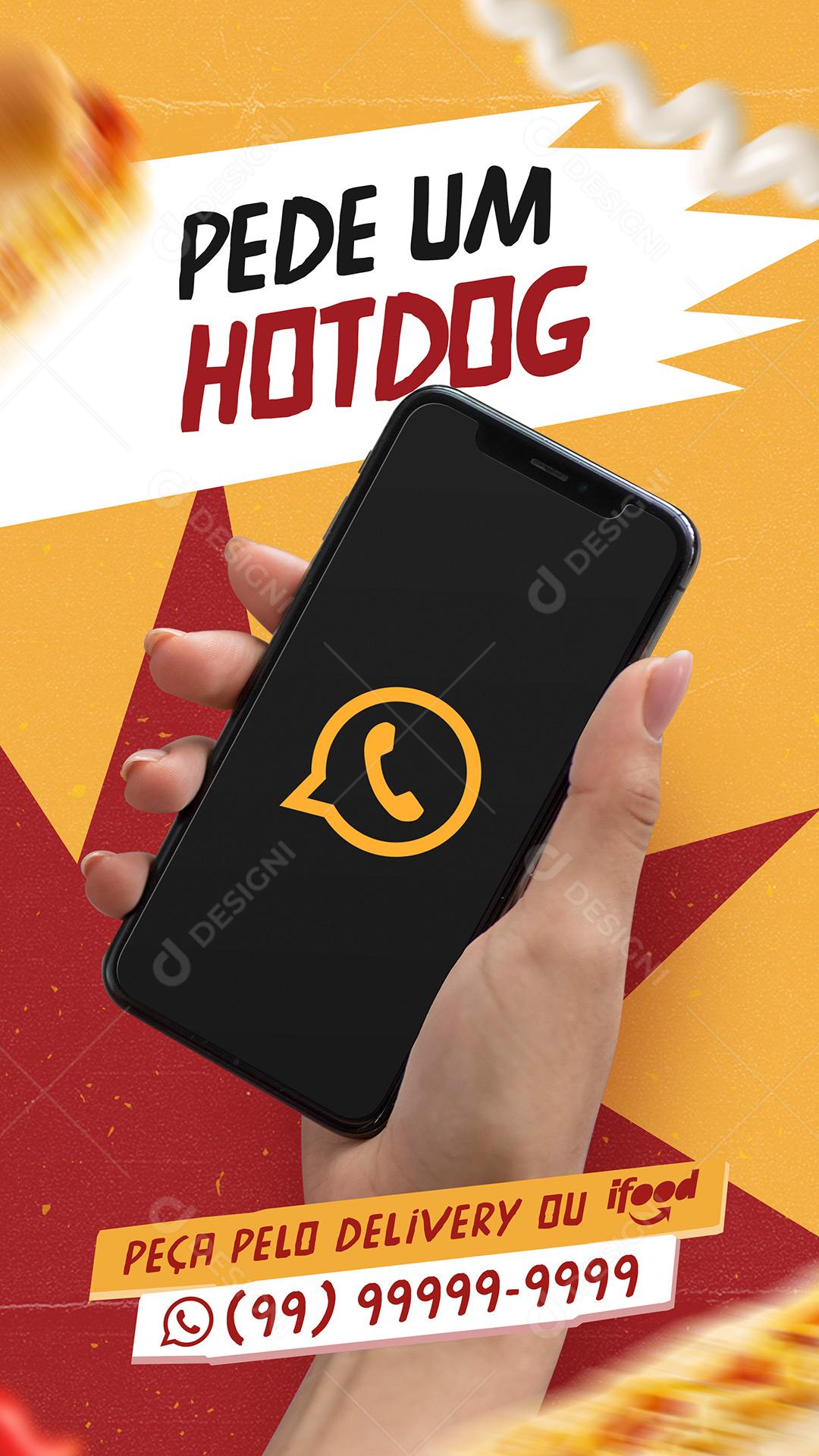 Pede Um Hot Dog Delivery Social Media PSD Editável