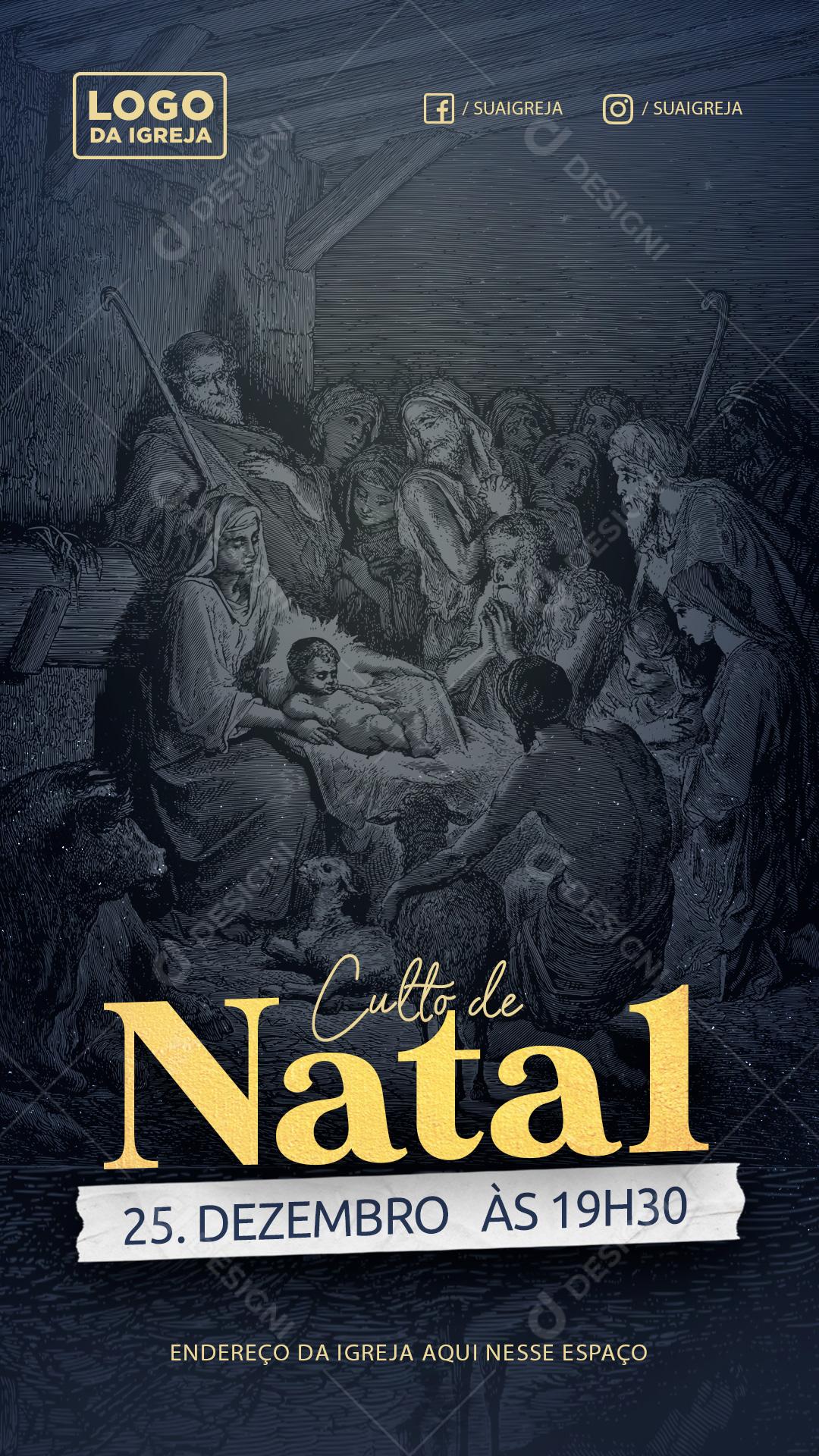 Culto De Natal 25 De Dezembro Igreja Social Media PSD Editável
