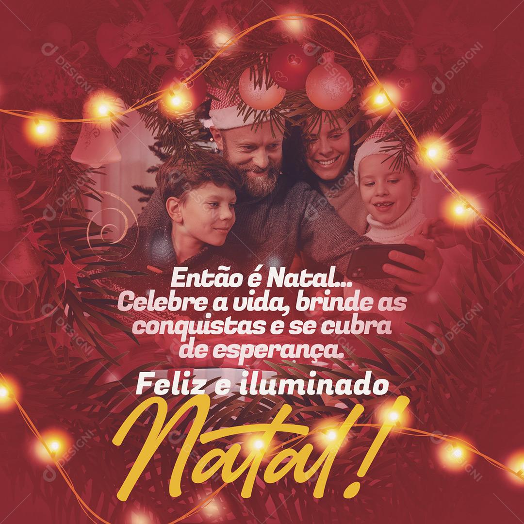 Social Media Feliz E Iluminado Natal PSD Editável