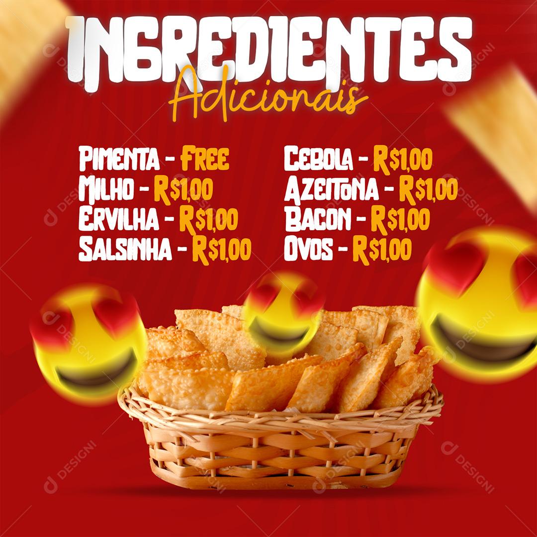 Social Media Delivery Ingredientes Adicionais Pastel PSD Editável