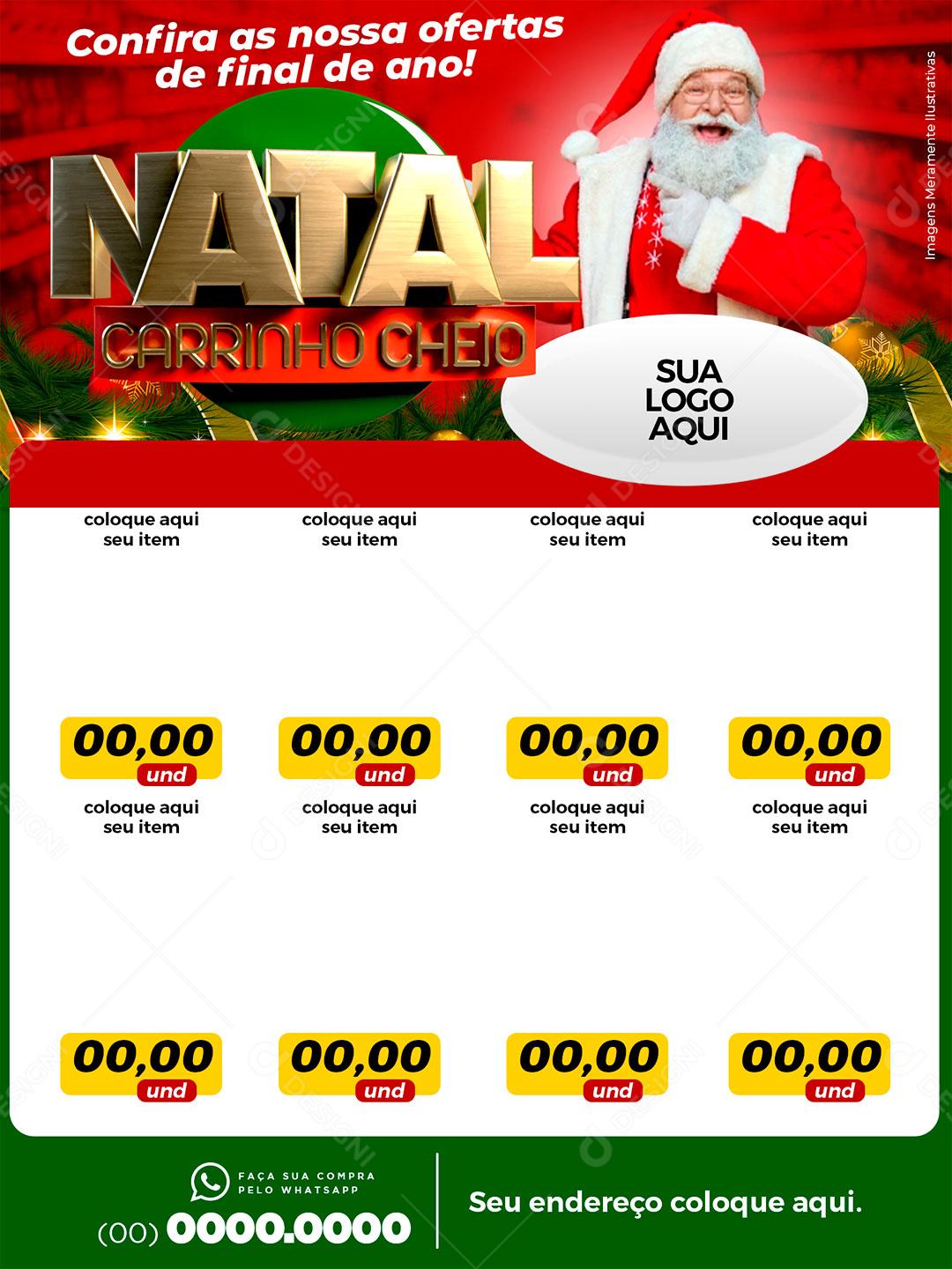 Social Media Template Natal Carrinho Cheio Supermercado Ofertas PSD Editável