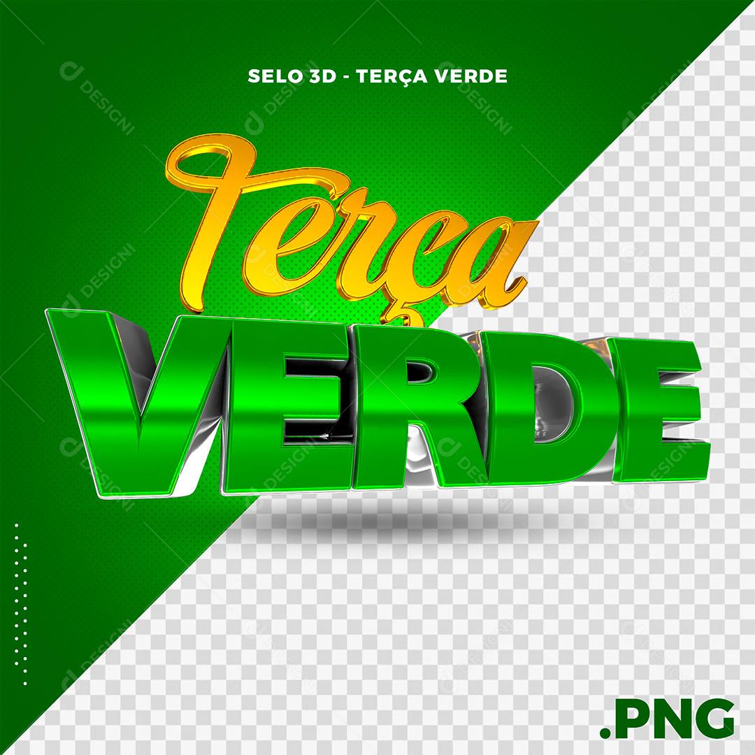 Texto 3D Terça Verde Elemento Para Composição PSD