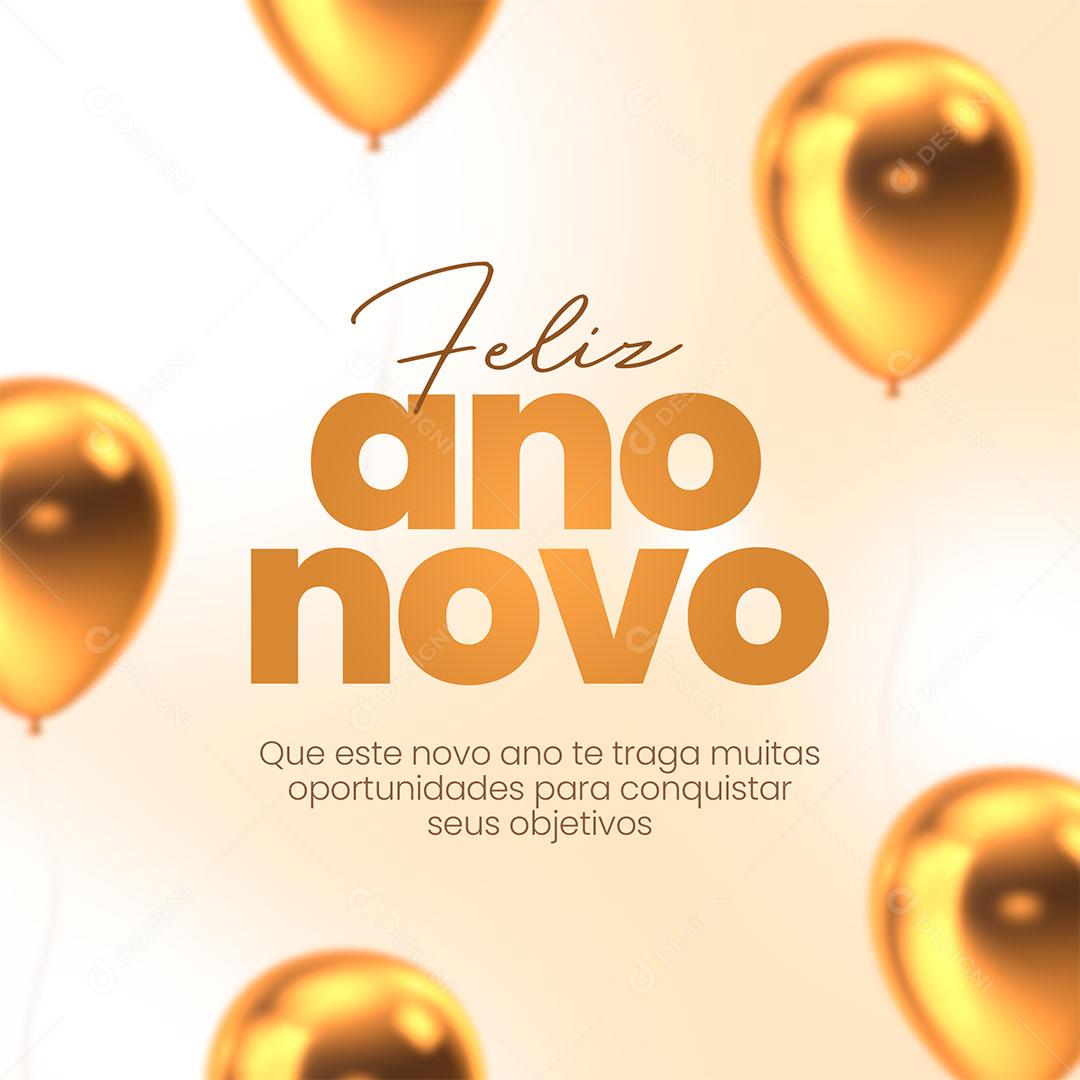 Social Media Feliz Ano Novo PSD Editável