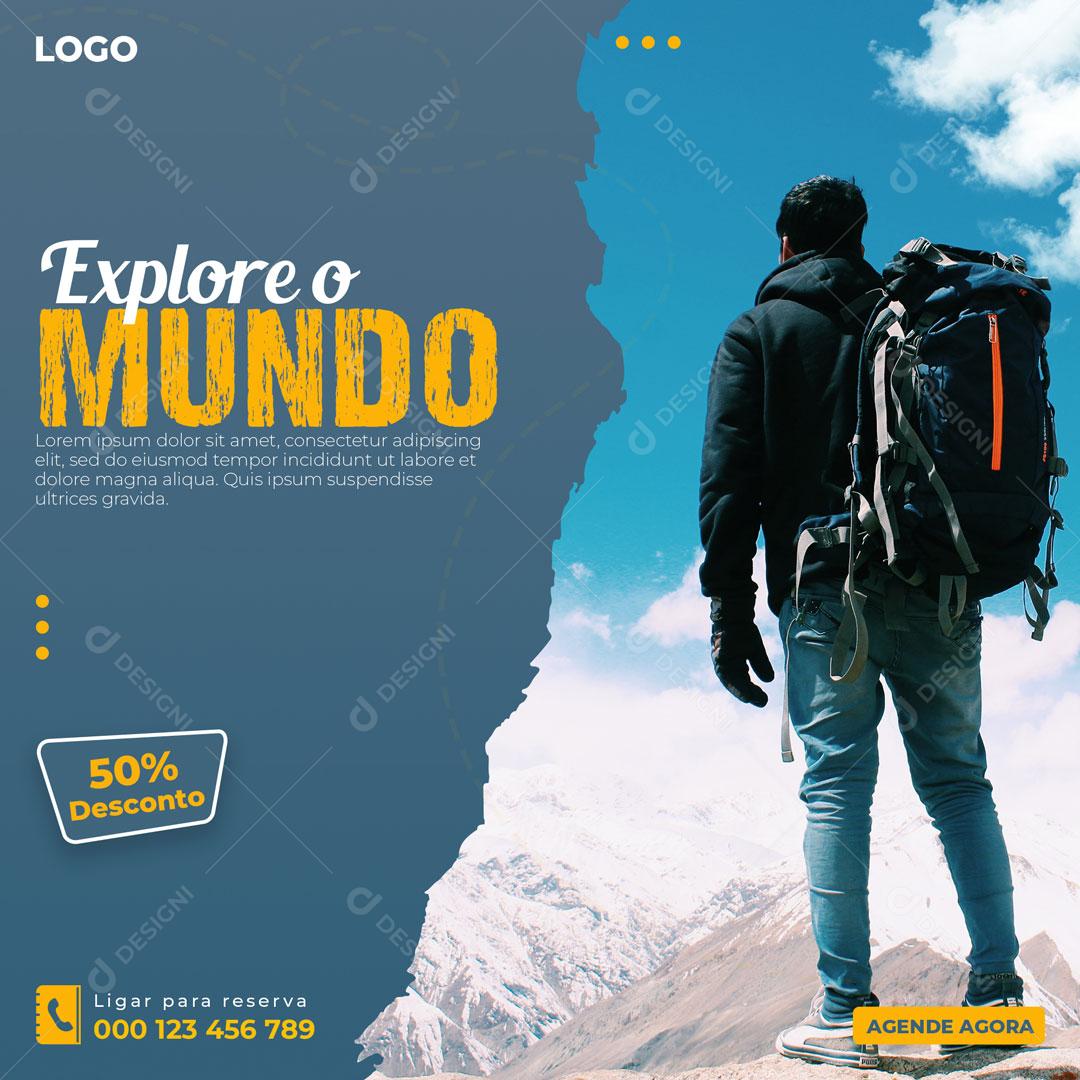 Explore O Mundo Vamos Lá Viagem Social Media PSD Editável