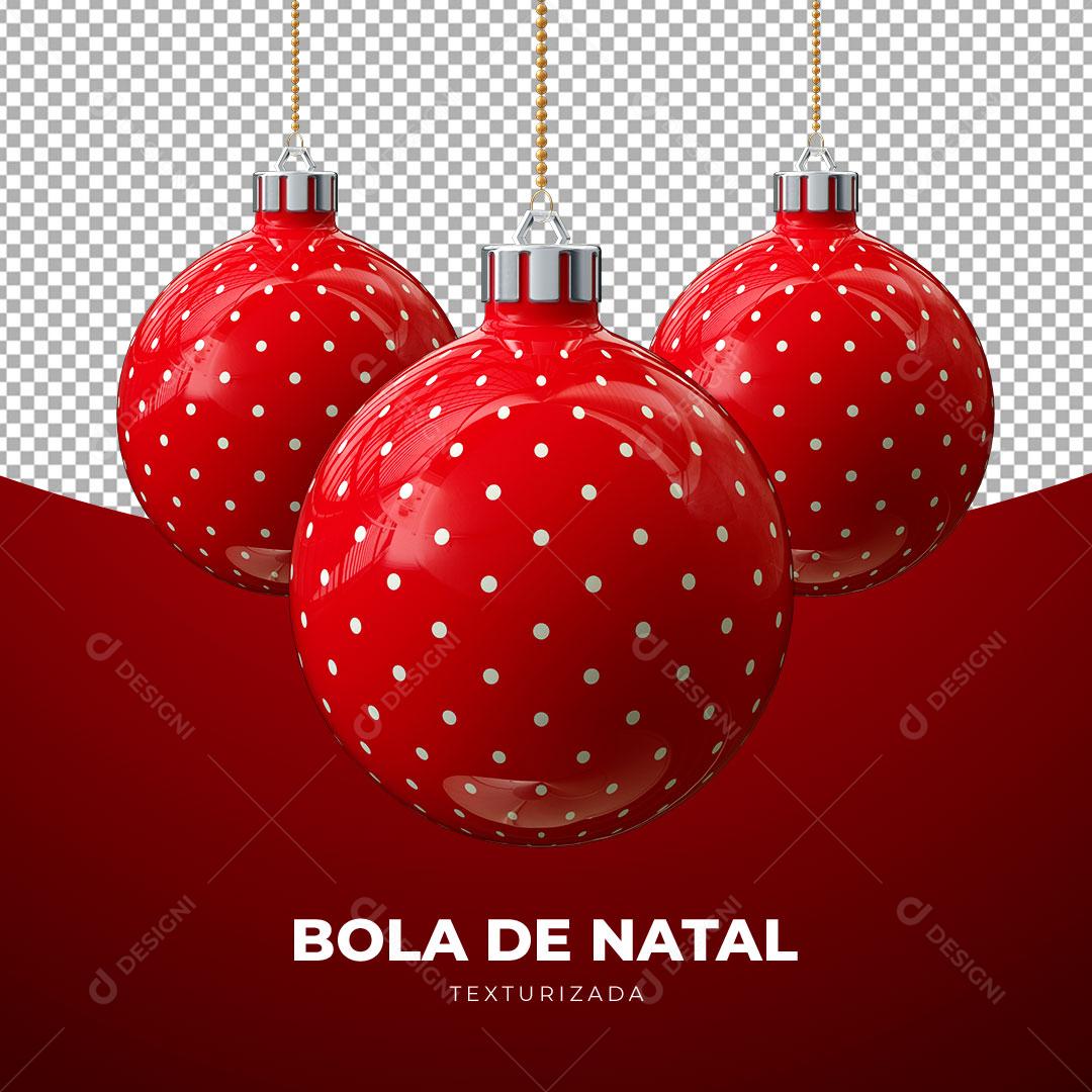 Bolas de Natal Vermelha Texturizadas Elemento 3D Para Composição PSD