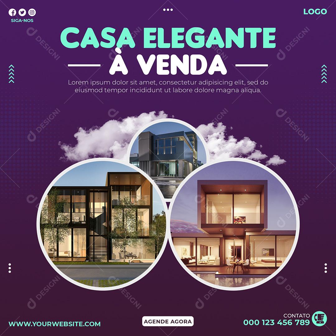 Social Media Imobiliária Casa Elegante À Venda PSD Editável