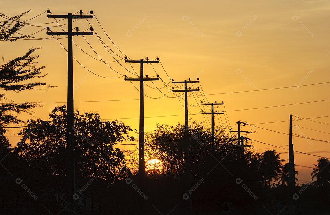 Torre De Rede Elétrica Com Pôr Do Sol 5 Imagem JPG