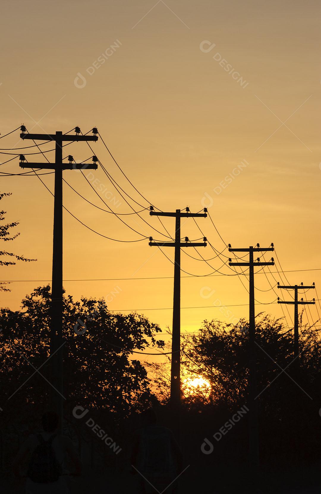 Torre De Rede Elétrica Com Pôr Do Sol 3 Imagem JPG