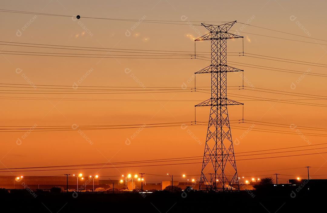 Torre De Elétricidade Com Final De Tarde Em Campina Grande Imagem JPG