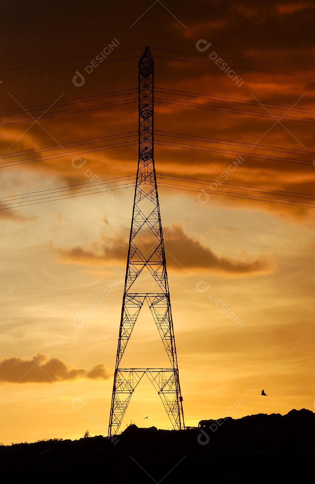 Torre De Rede Elétrica Com Pôr Do Sol 9 Imagem JPG