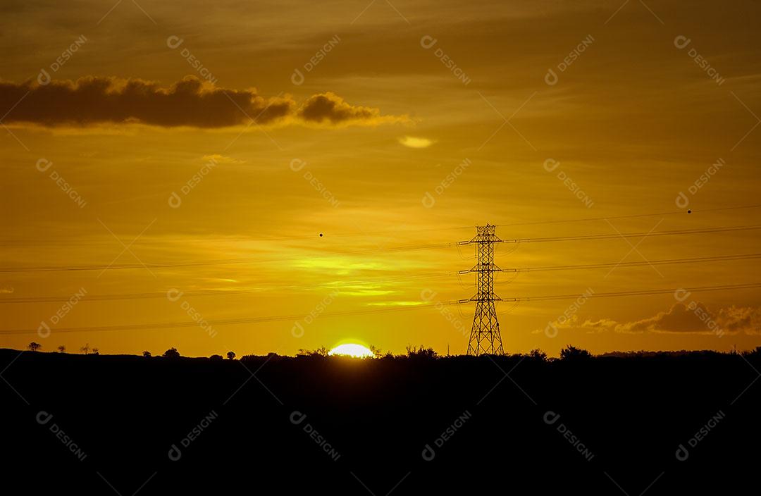 Torre De Rede Elétrica Com Pôr Do Sol 7 Imagem JPG