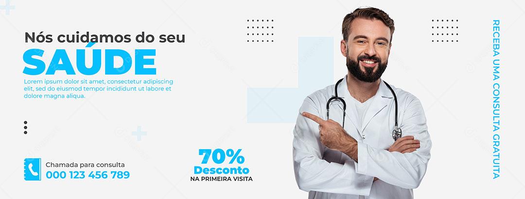 Social Media Banner Nós Cuidamos da Sua Saúde PSD Editável