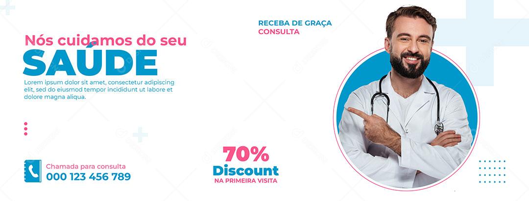 Social Media Banner Nós Cuidamos da Sua Saúde PSD Editável