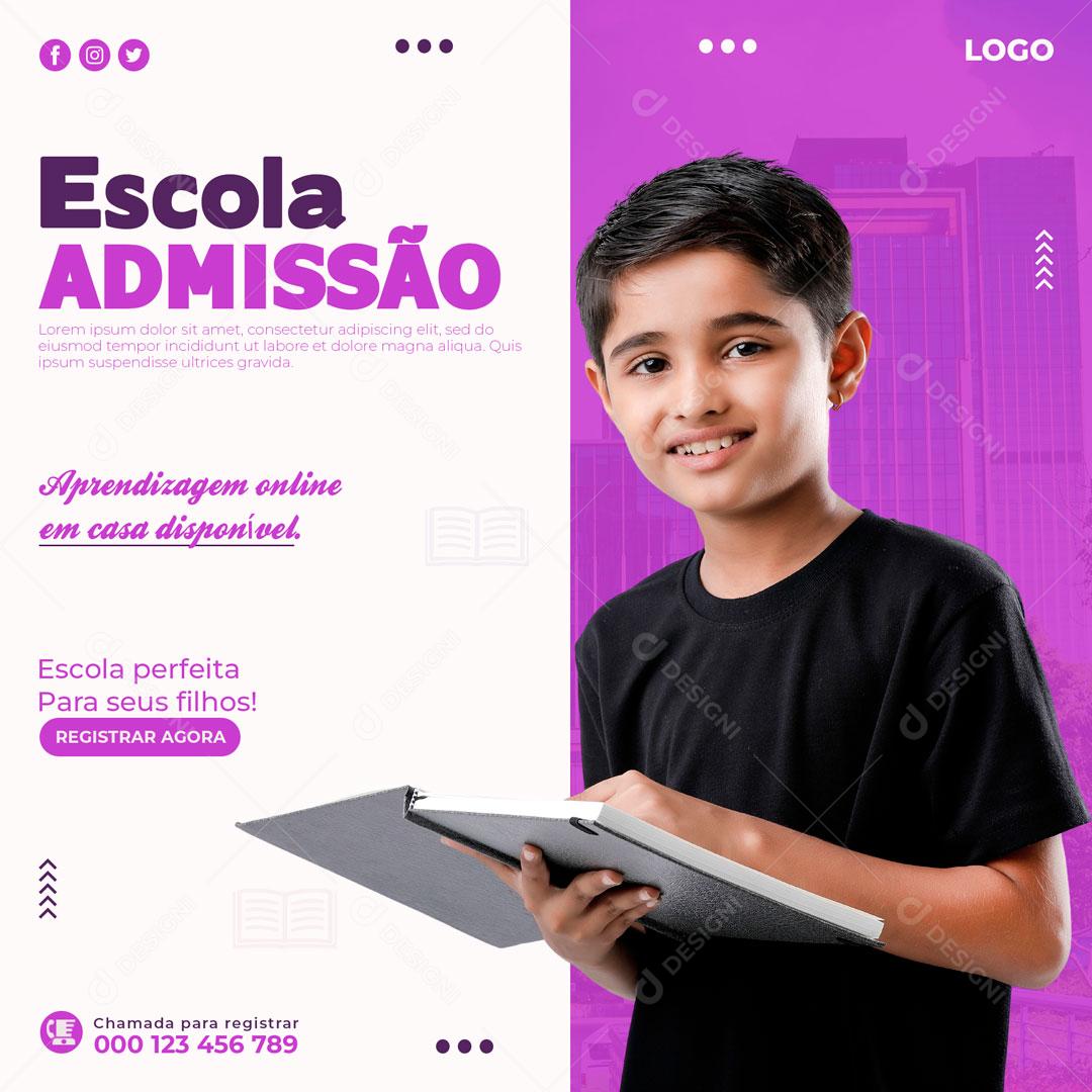 Social Media Feed Escola Admissão Alunos Escola Perfeita PSD Editável