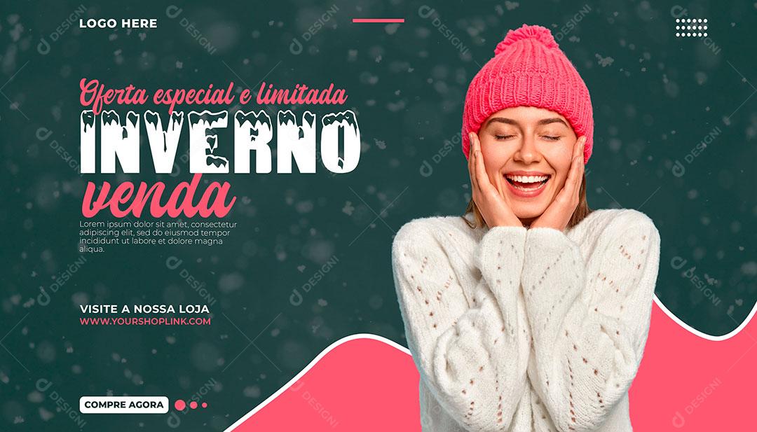 Social Media Banner Loja Roupa Ofertas Moda Inverno Venda PSD Editável