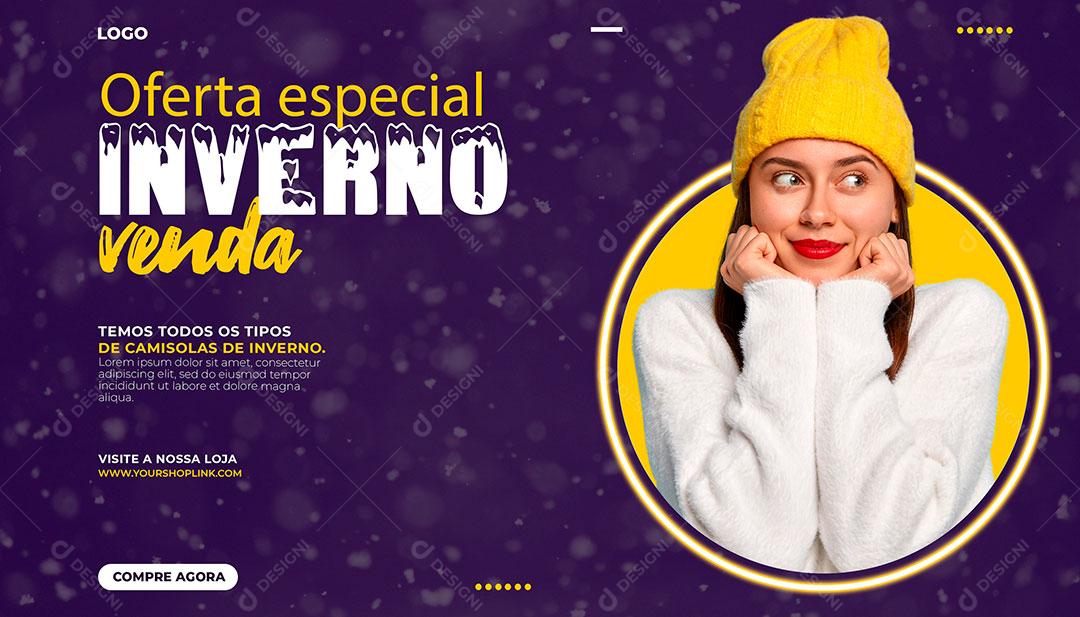 Social Media Banner Loja Roupa Oferta Especial Moda Inverno Venda PSD Editável