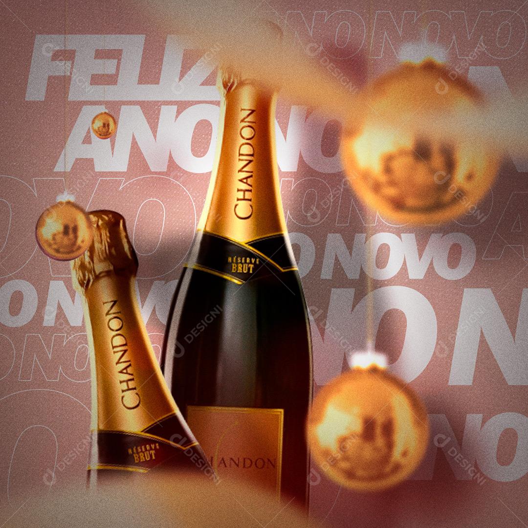 Feliz Ano Novo Chandon Social Media PSD Editável