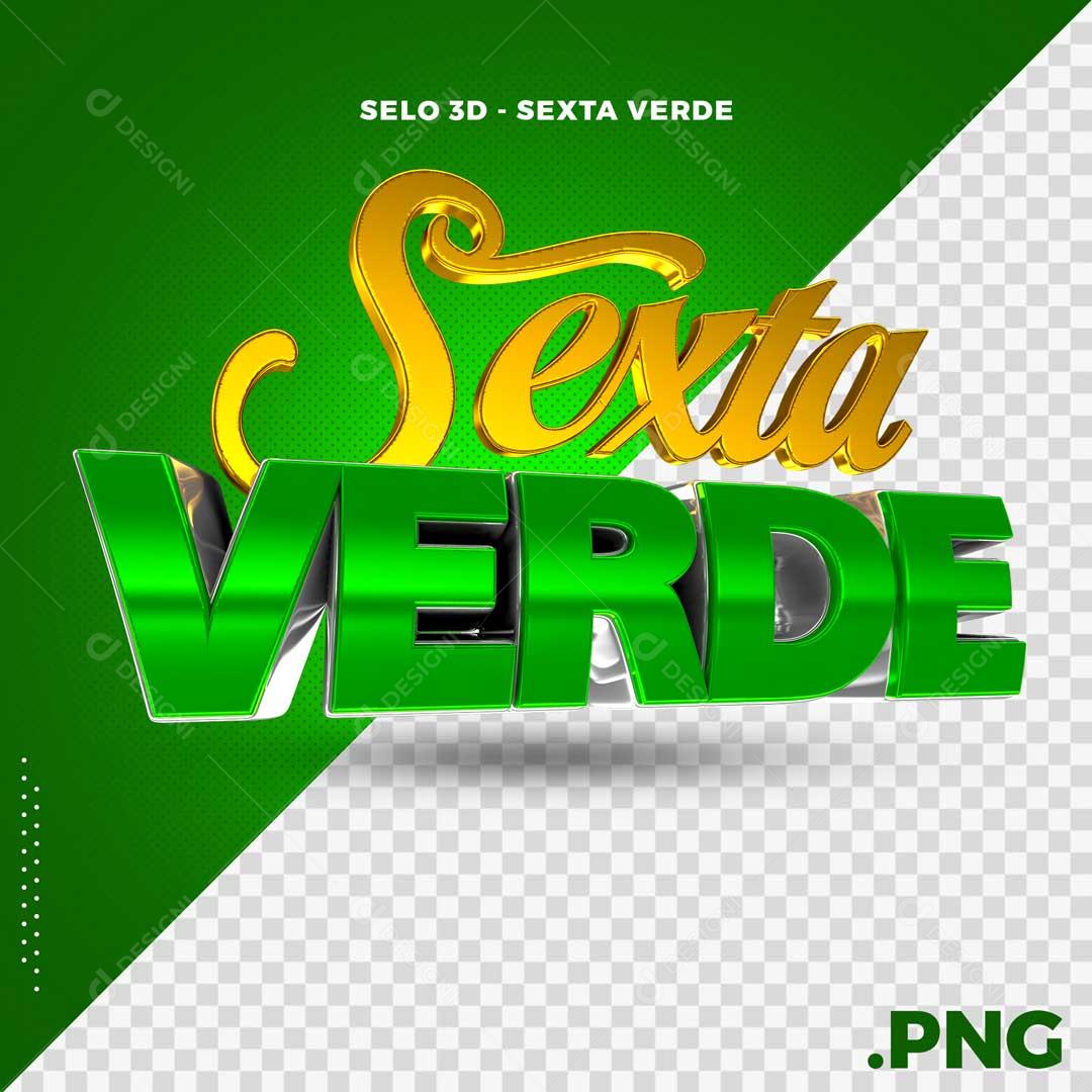 Selo 3D Para Composição Sexta Verde Social Media PSD Editável