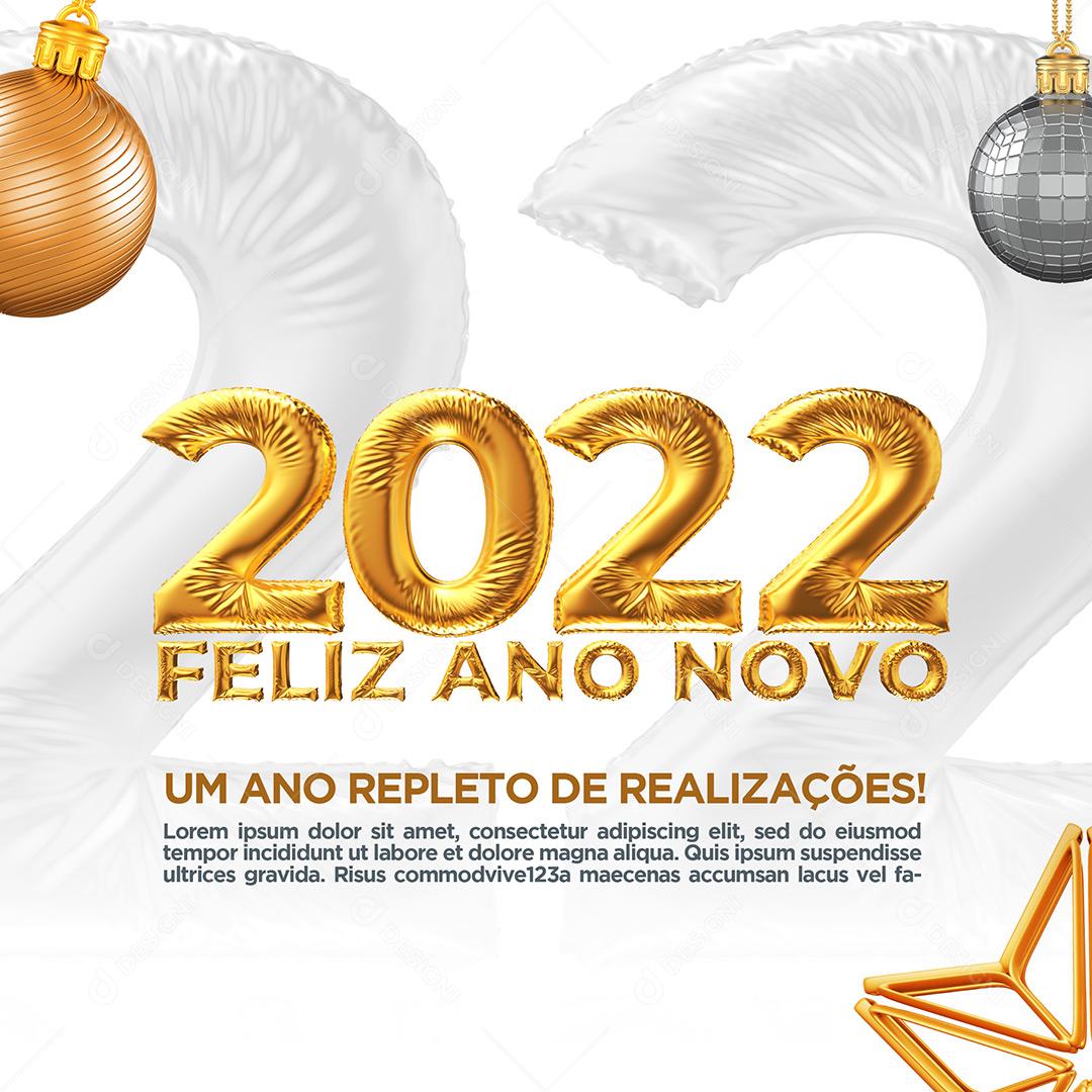 Social Media 2022 Repleto De Realizações Feliz Ano Novo PSD Editável