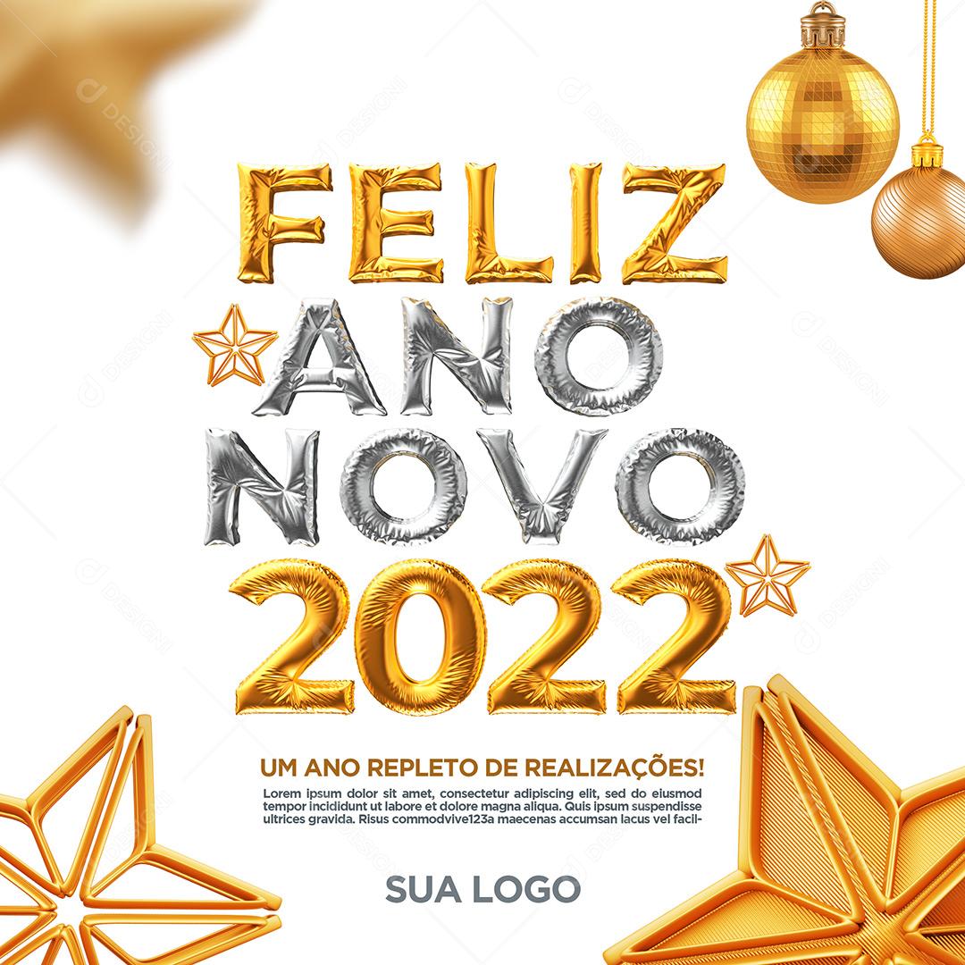 Feliz Ano Novo 2022 Repleto De Realizações Social Media PSD Editável