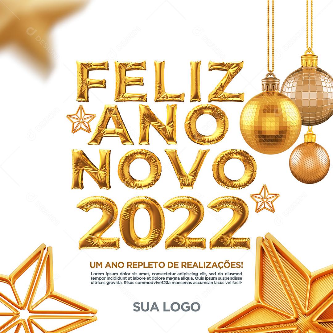 Social Media Feliz Ano Novo 2022 Repleto De Realizações PSD Editável