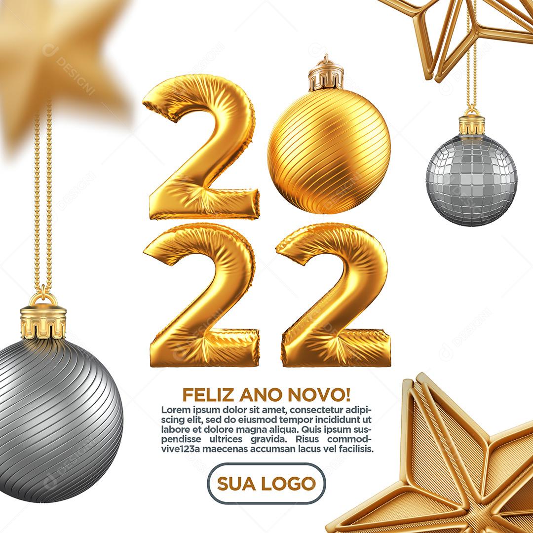 2022 Feliz Ano Novo Social Media PSD Editável
