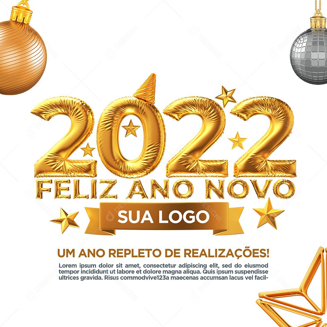 Social Media 2022 Feliz Ano Novo Repleto De Realizações PSD Editável