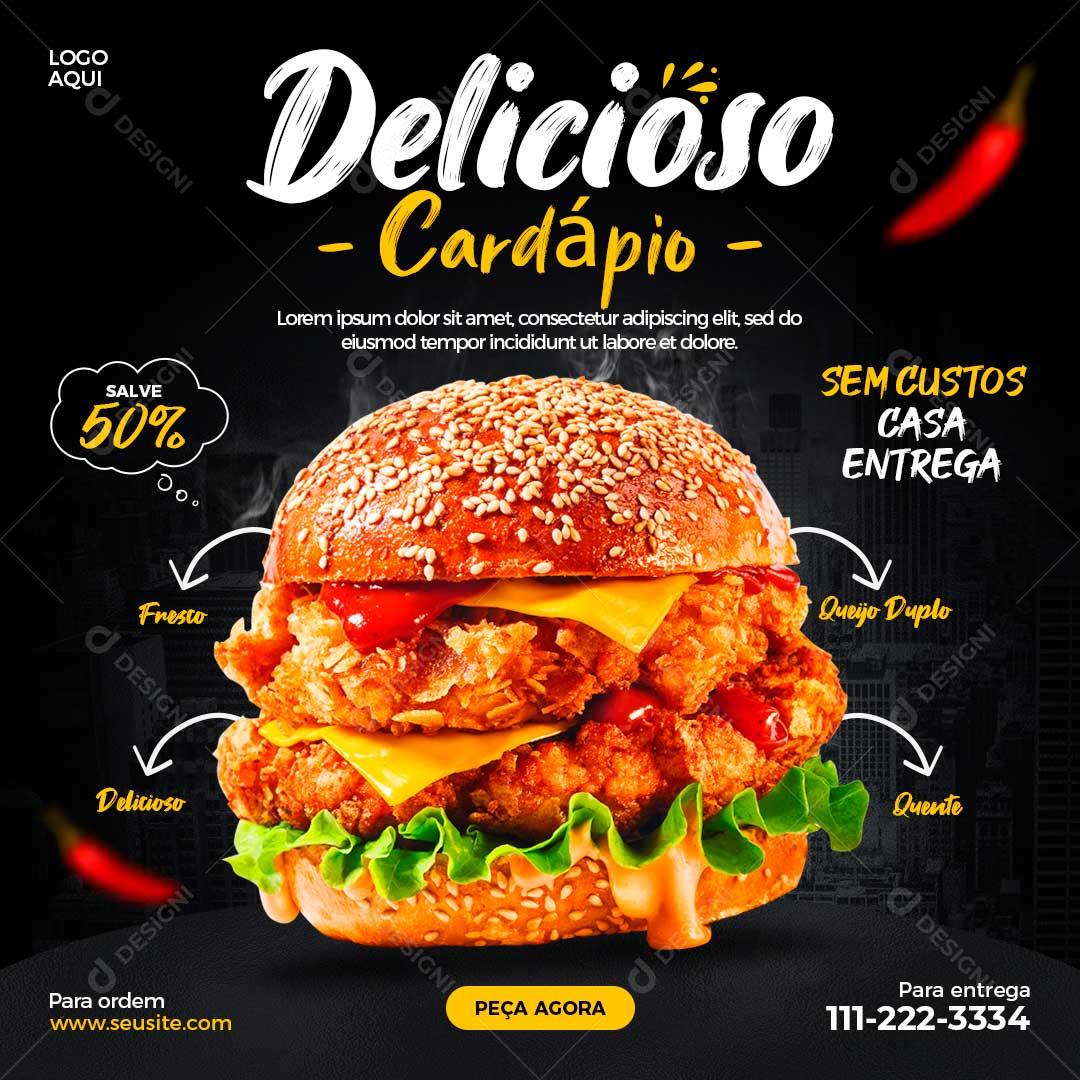 Social Media Delicioso Especial Hambúrguer PSD Editável