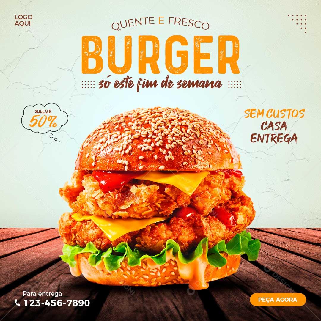 Social Media Quente Fresco Hambúrguer PSD Editável