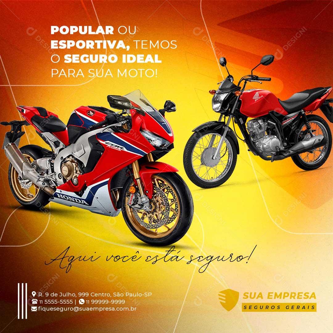 Popular ou Esportiva Temos O Seguro Ideal Para Sua Moto Social Media PSD Editável