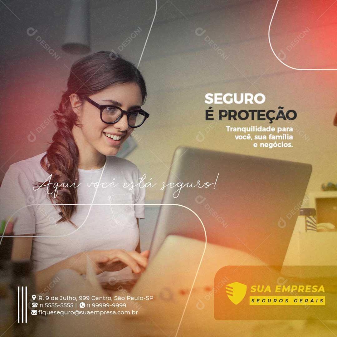 Seguro é Proteção Tranquilidade Para O Seu Negocio Social Media PSD Editável