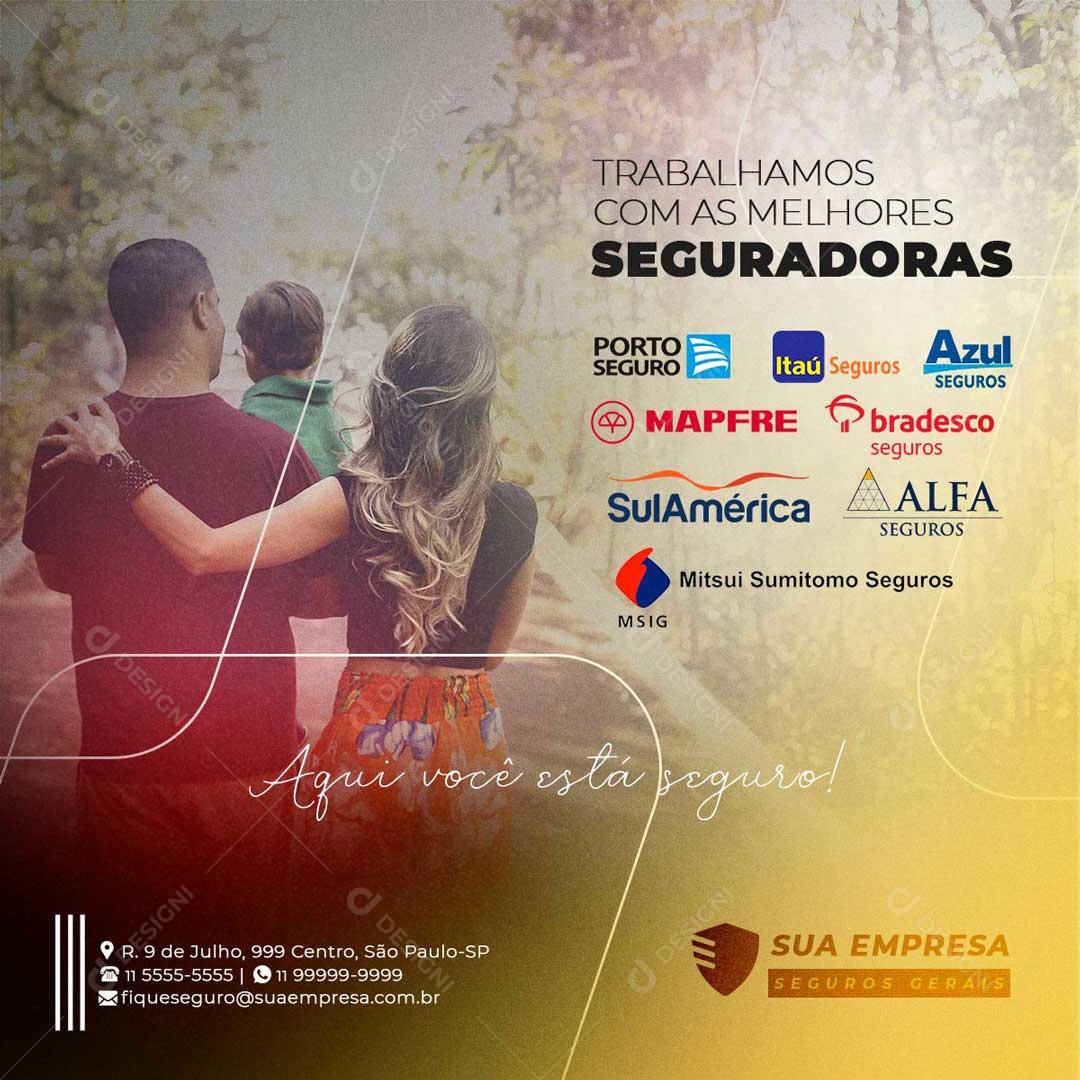 Trabalhamos Com As Melhores Seguradoras Aqui Está Seguro Social Media PSD Editável