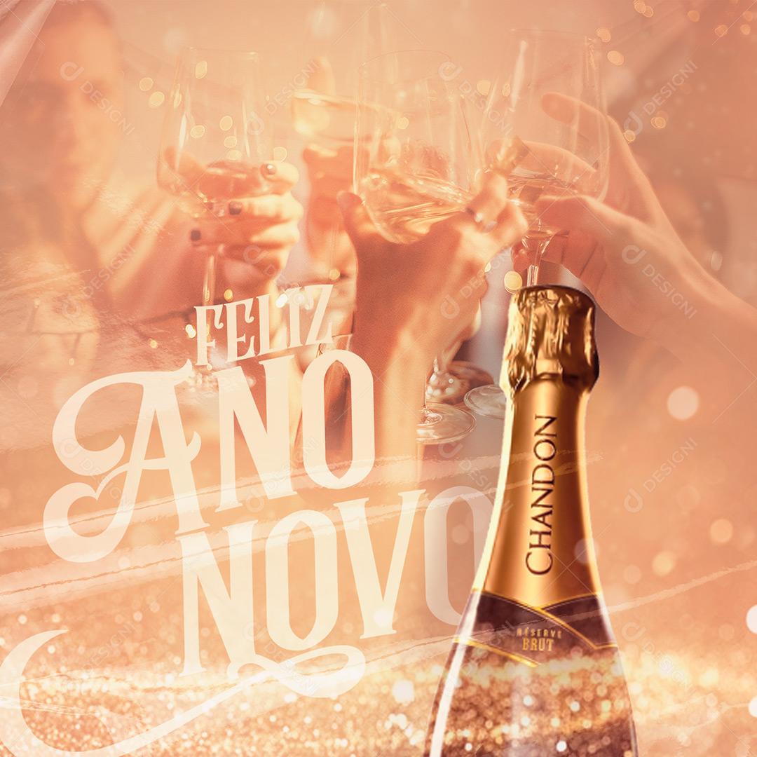 Social Media Feliz Ano Novo Chandon PSD Editável