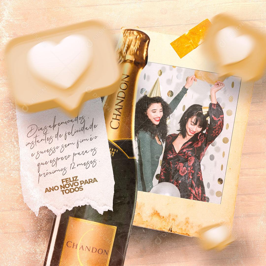 Feliz Ano Novo Para Todos Chandon Social Media PSD Editável