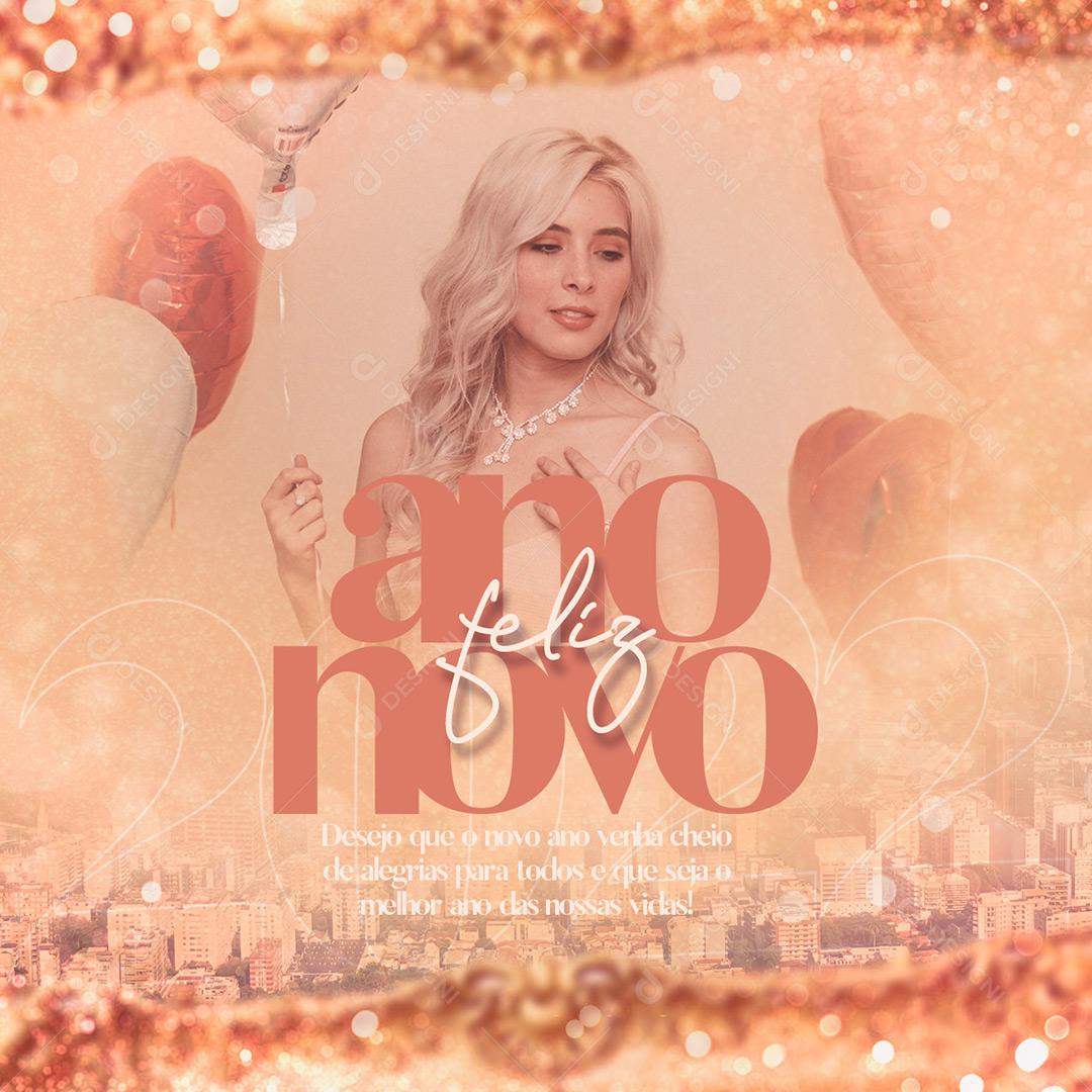 Feliz Ano Novo  Cheio De Alegrias Para Todos Social Media PSD Editável