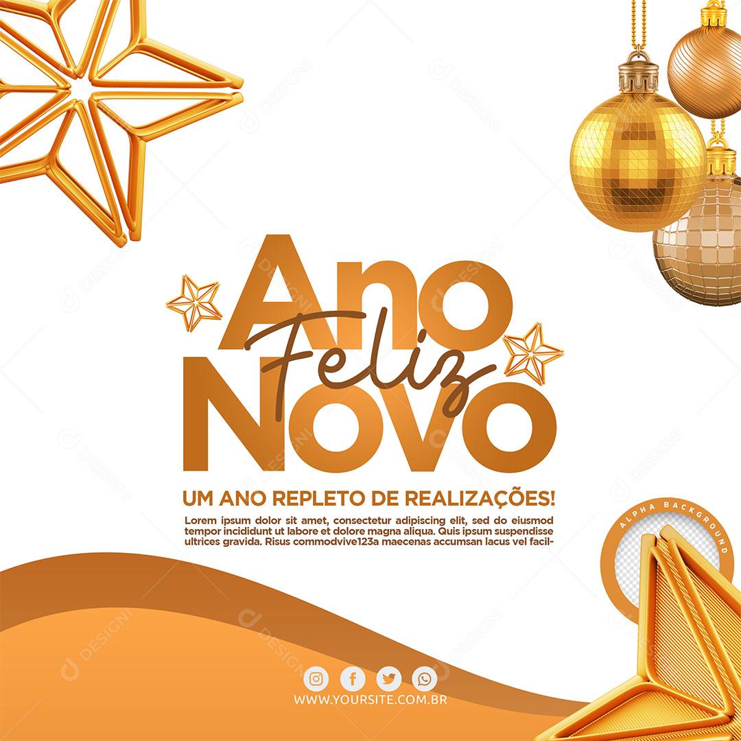 Social Media Datas Comemorativas Feliz Ano Novo PSD Editavel
