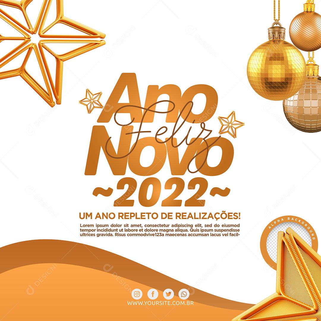 Social Media Datas Comemorativas Feliz Ano Novo 2022 PSD Editavel