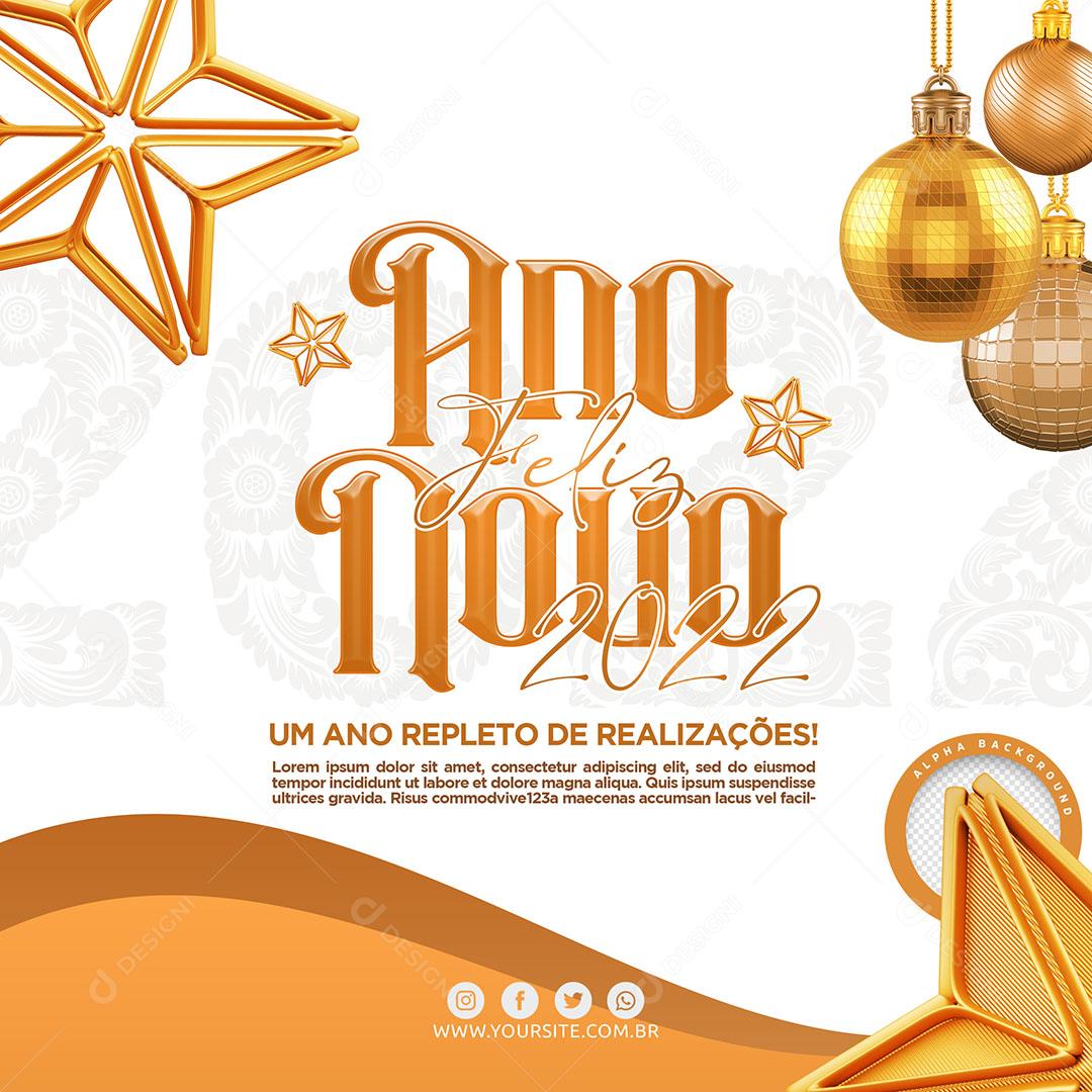 Social Media Datas Comemorativas Feliz Ano Novo 2022 PSD Editavel