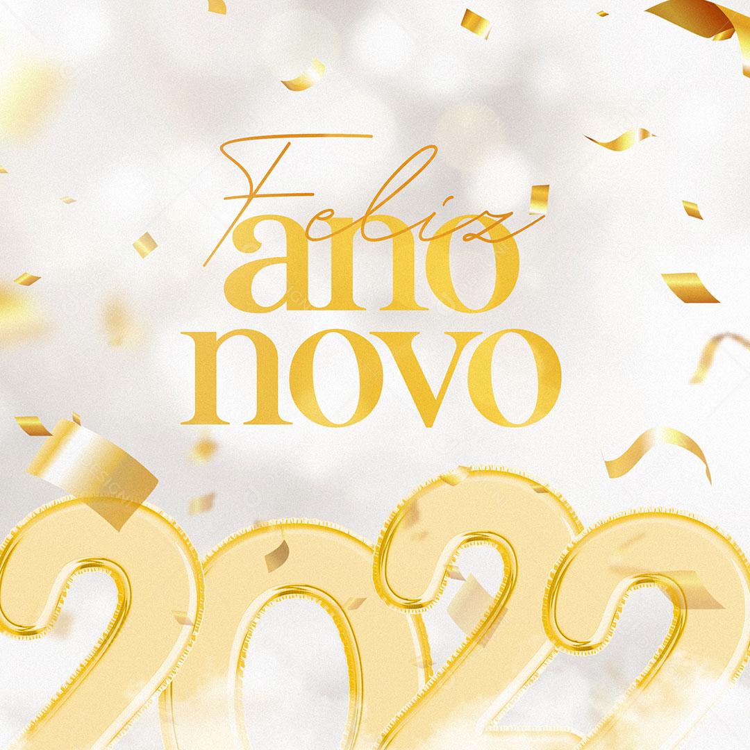 Post Feliz Ano Novo 2022 Social Media PSD Editável